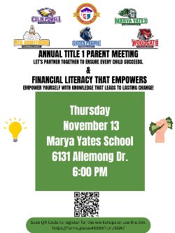 Title 1 Parent Meeting and Financial Empowerment